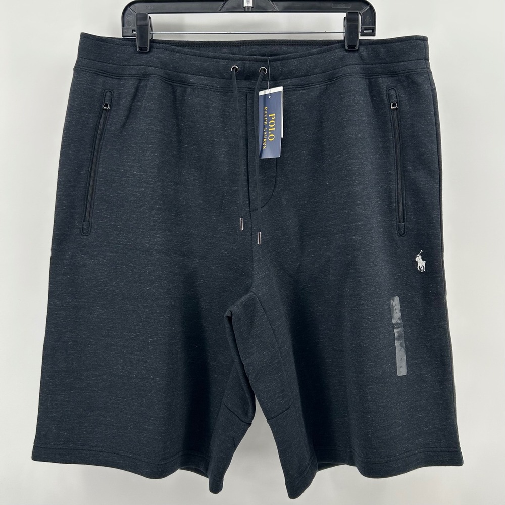 Polo Ralph Lauren Sweat Shorts Mens LT Black Heather Zip Pocket Gym Athleisure